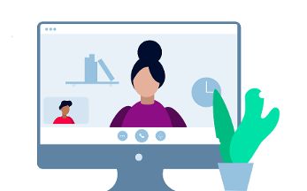Illustration von zwei Personen in einem online Meeting ©  Digital Austria 