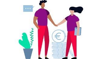 Illustrationen von zwei Personen, die sich gerade die Hand geben ©  Digital Austria 