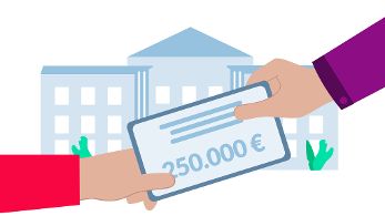 Illustration von zwei Händen die einen SCHeck austauschen ©  Digital Austria 